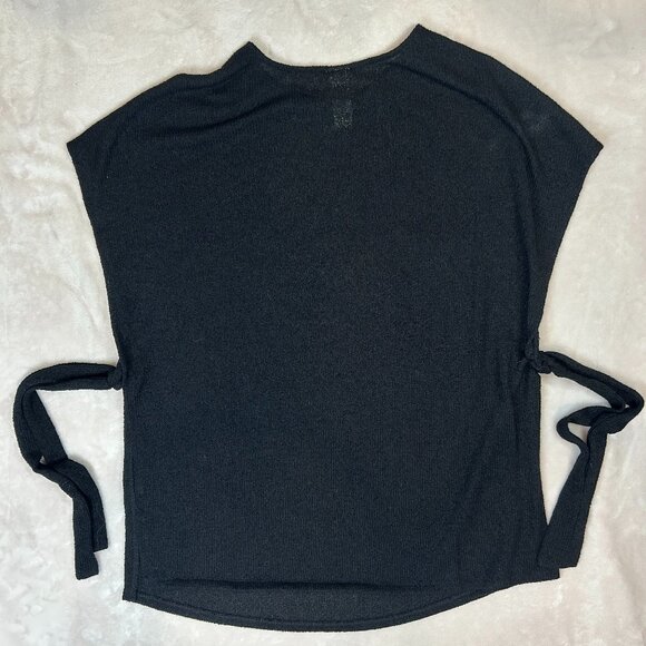 Black H&M Cap Sleeve Shirt Knit Sweater Women With Side Ties - Picture 3 of 8